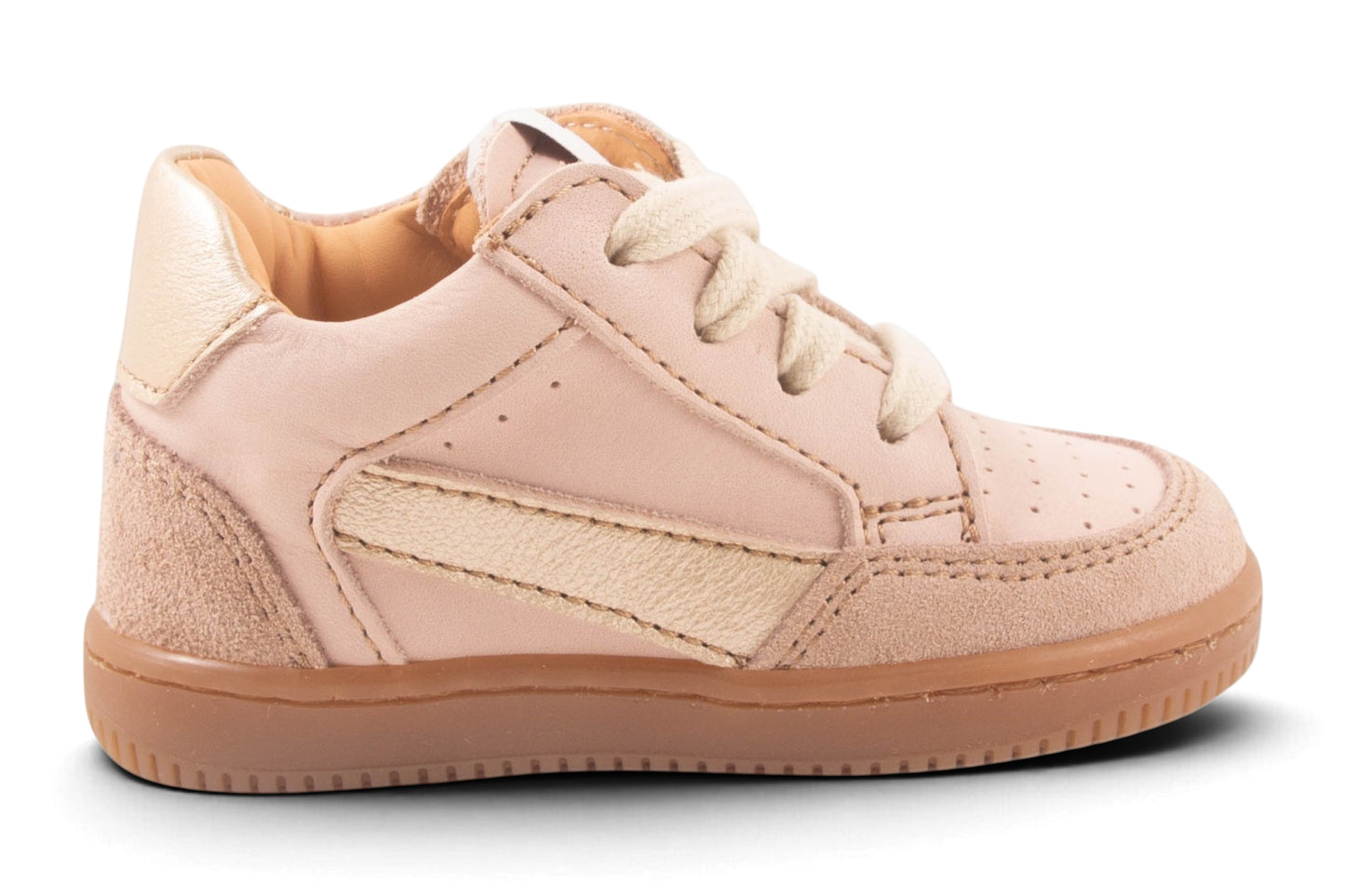 Basket Roze Nubuck Goud Streep