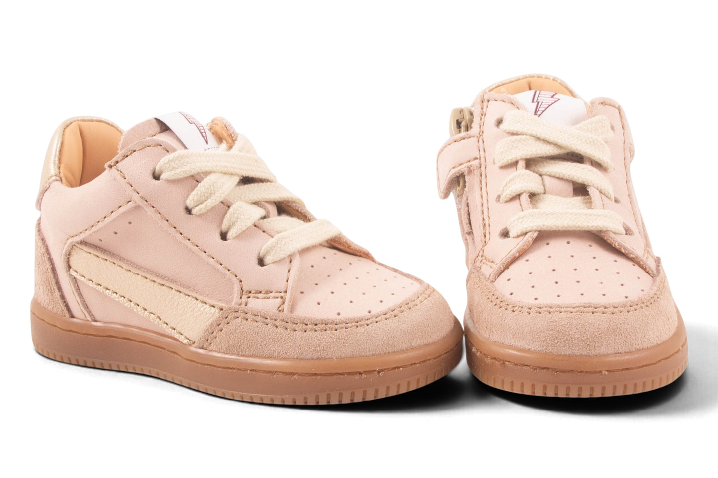 Basket Roze Nubuck Goud Streep
