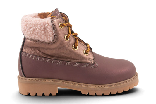 Bottine Mauve Leder Metalic Teddy Boven