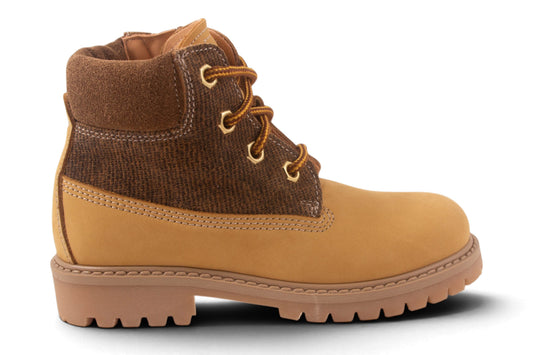bottine oker nubuck bruin streepjes nubuck boven