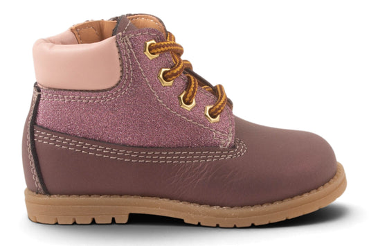 Bottine Klein Mauve Blink Leder Glitter Roze Boven