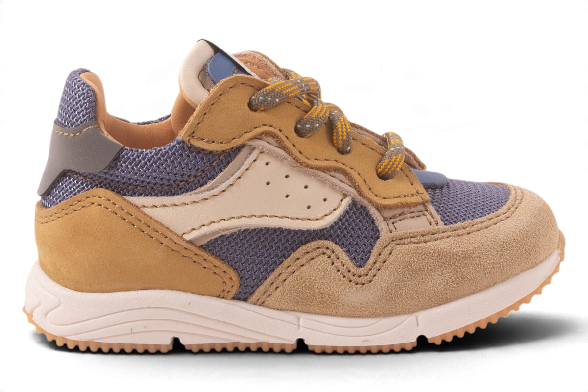 Runner Klein Beige Tip Blauw Tela Geel Accent