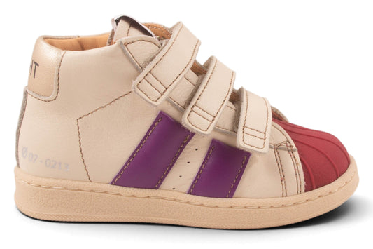 Wit Leder Velcro Rode Rubber Tip 2 Streep Paars Metalic Achter
