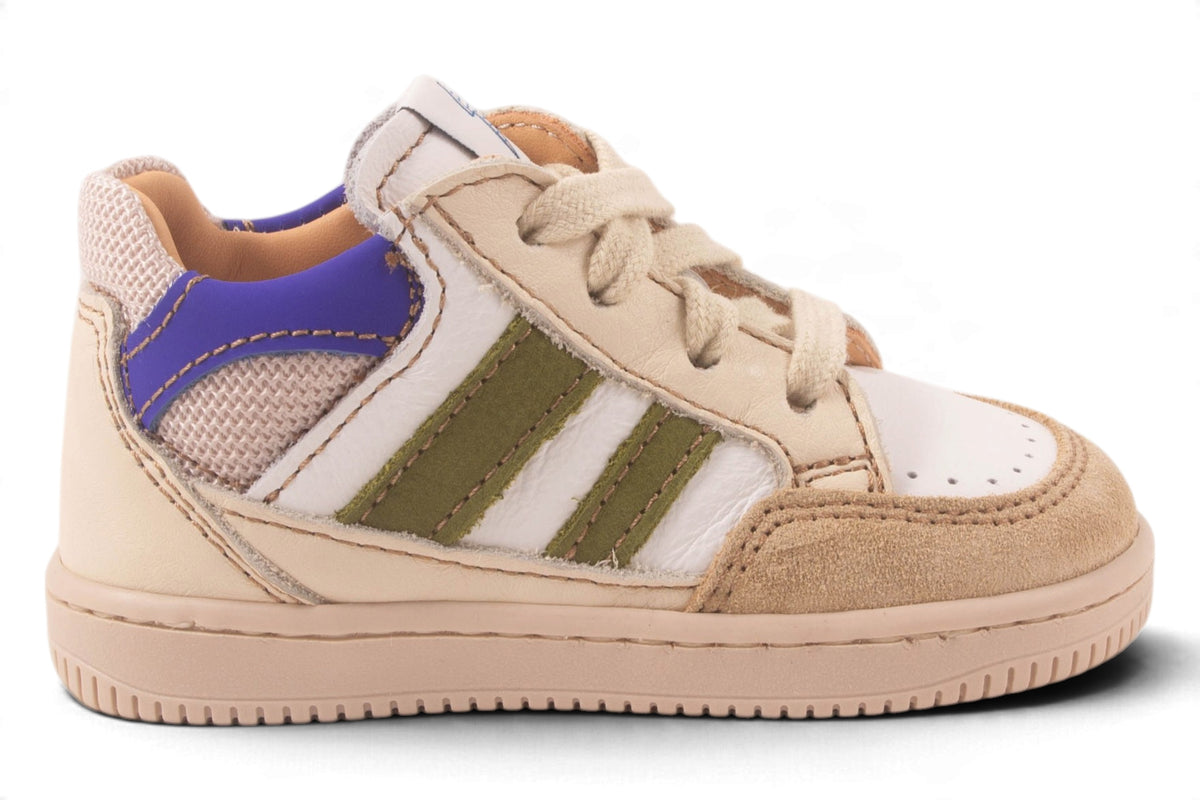 Klein Wit Leder 2 Streep Kaki Blauw Achter
