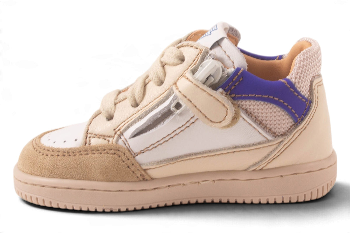 Klein Wit Leder 2 Streep Kaki Blauw Achter