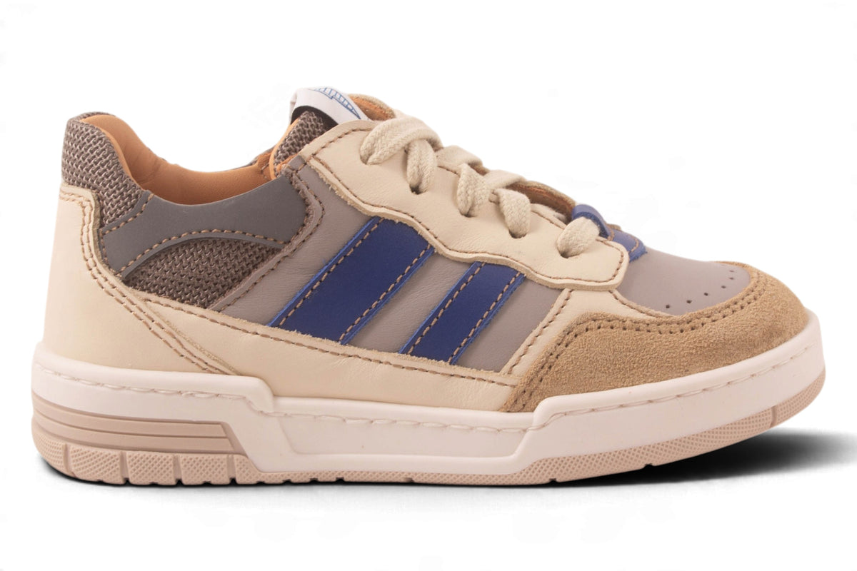 Grijs Leder 2 Streep Blauw
