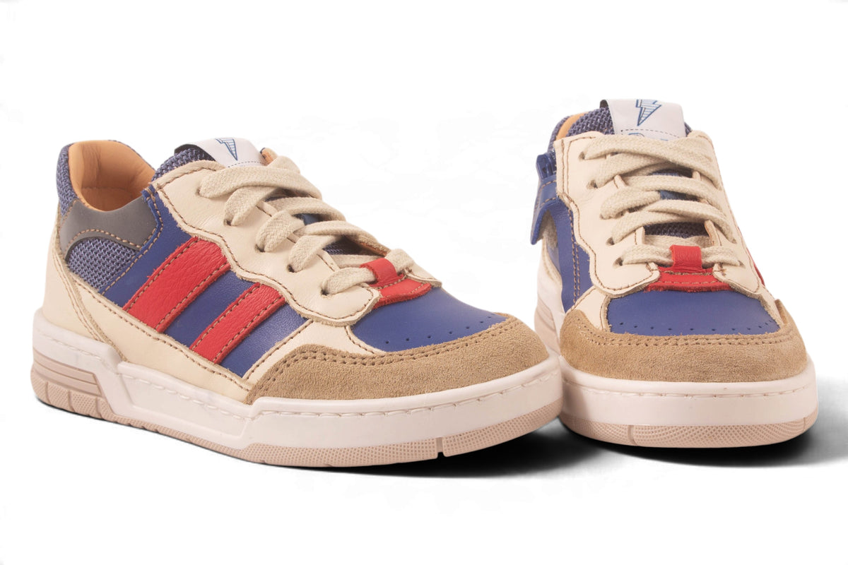 Blauw Leder 2 Streep Rood
