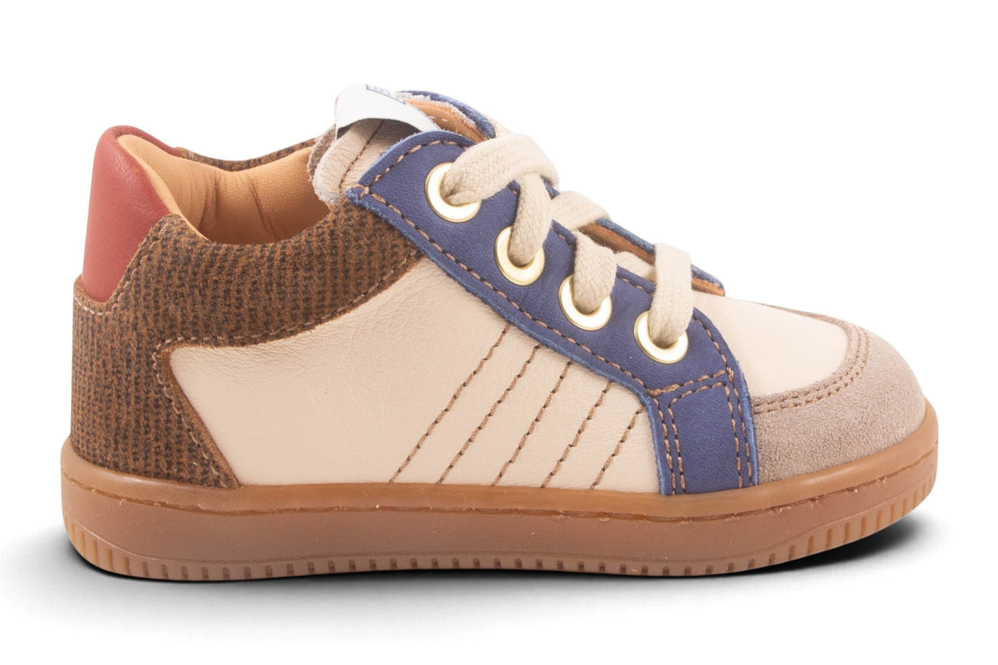 Klein Wit Leder Grijs Tip Blauw Bruin Achter