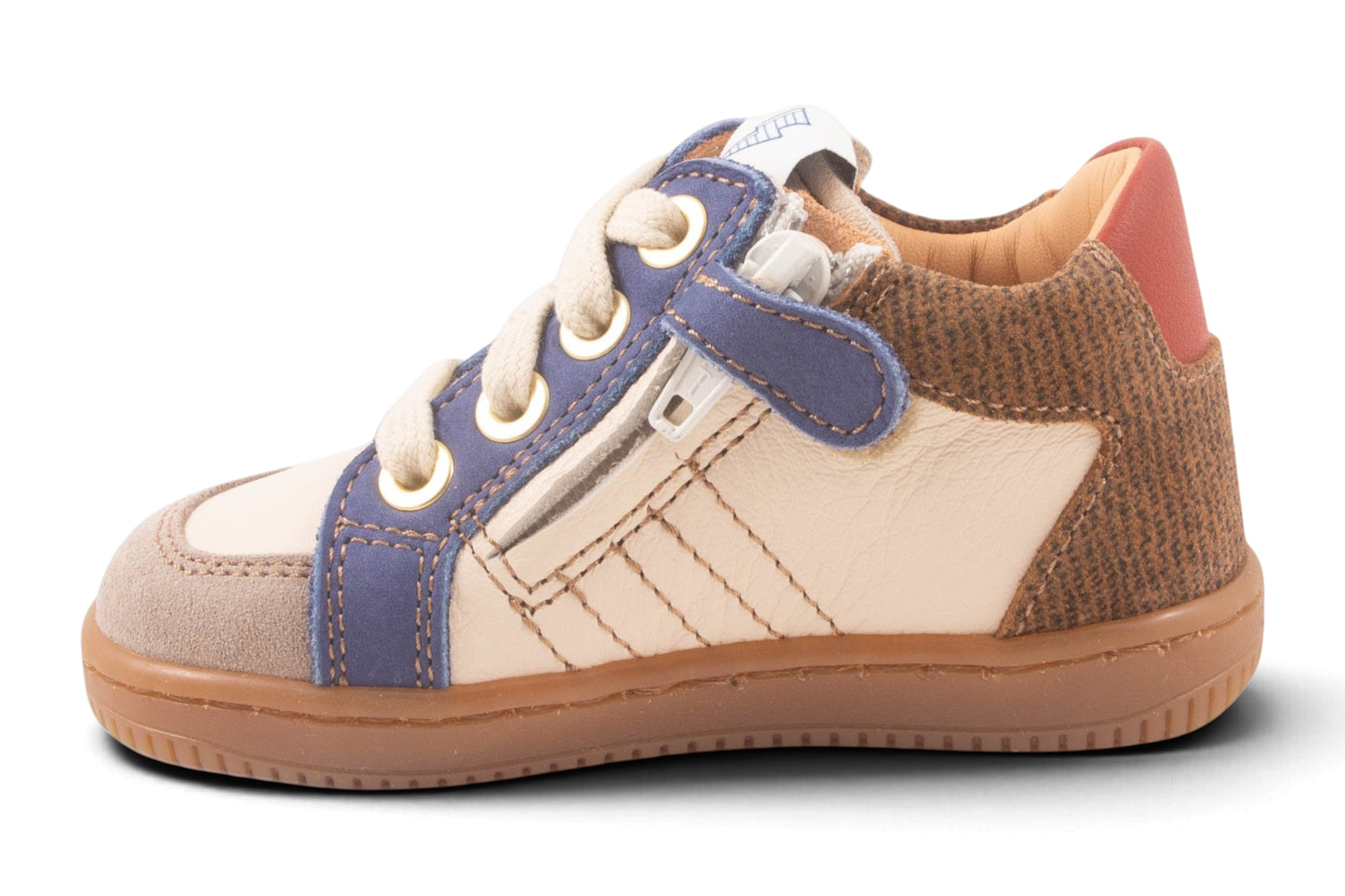 Klein Wit Leder Grijs Tip Blauw Bruin Achter