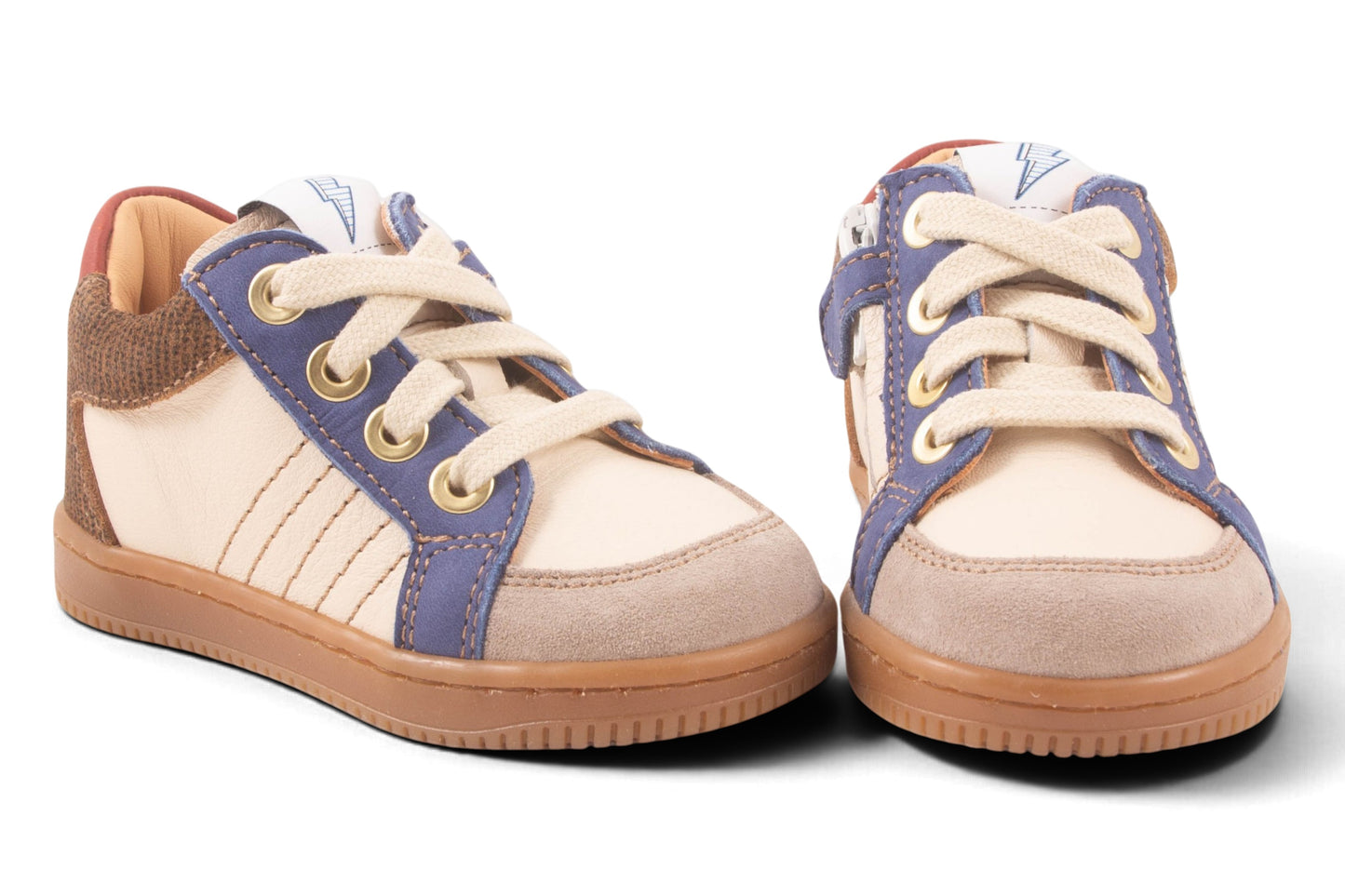 Klein Wit Leder Grijs Tip Blauw Bruin Achter
