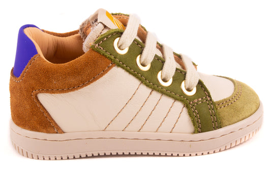 Sneaker Wit Leder Groen Bruin Nubuck Blauw Achter