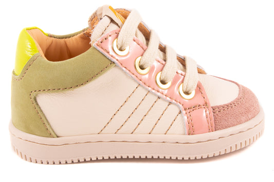 Sneaker Basket Pastel Leder wit leder roze nubuck