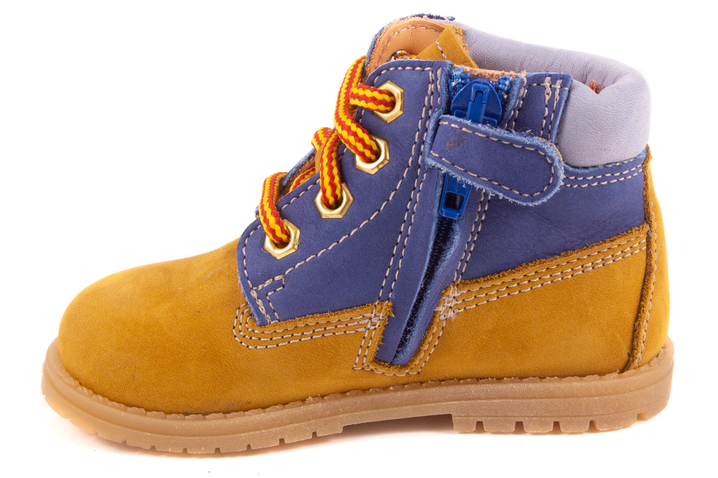 Sneaker Bottine Geel Nubuck Blauw Boven
