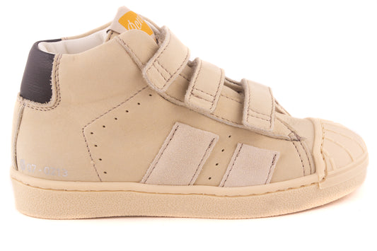 Sneaker Velcro Rubber Tip Witte Nubuck 2 Streep Opzij