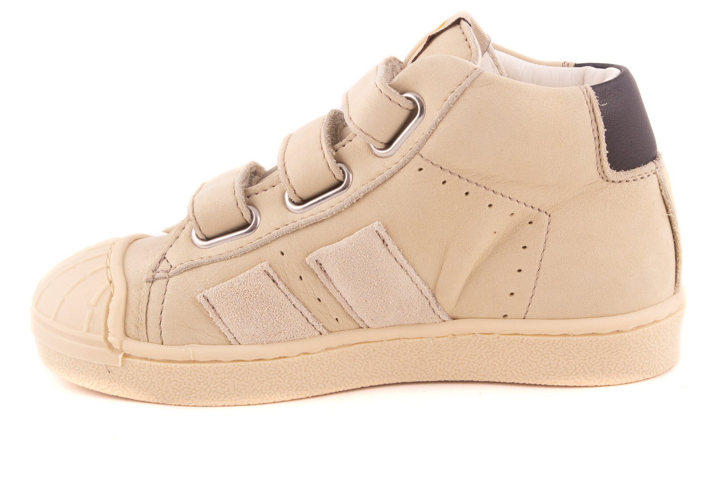 Sneaker Velcro Rubber Tip Witte Nubuck 2 Streep Opzij