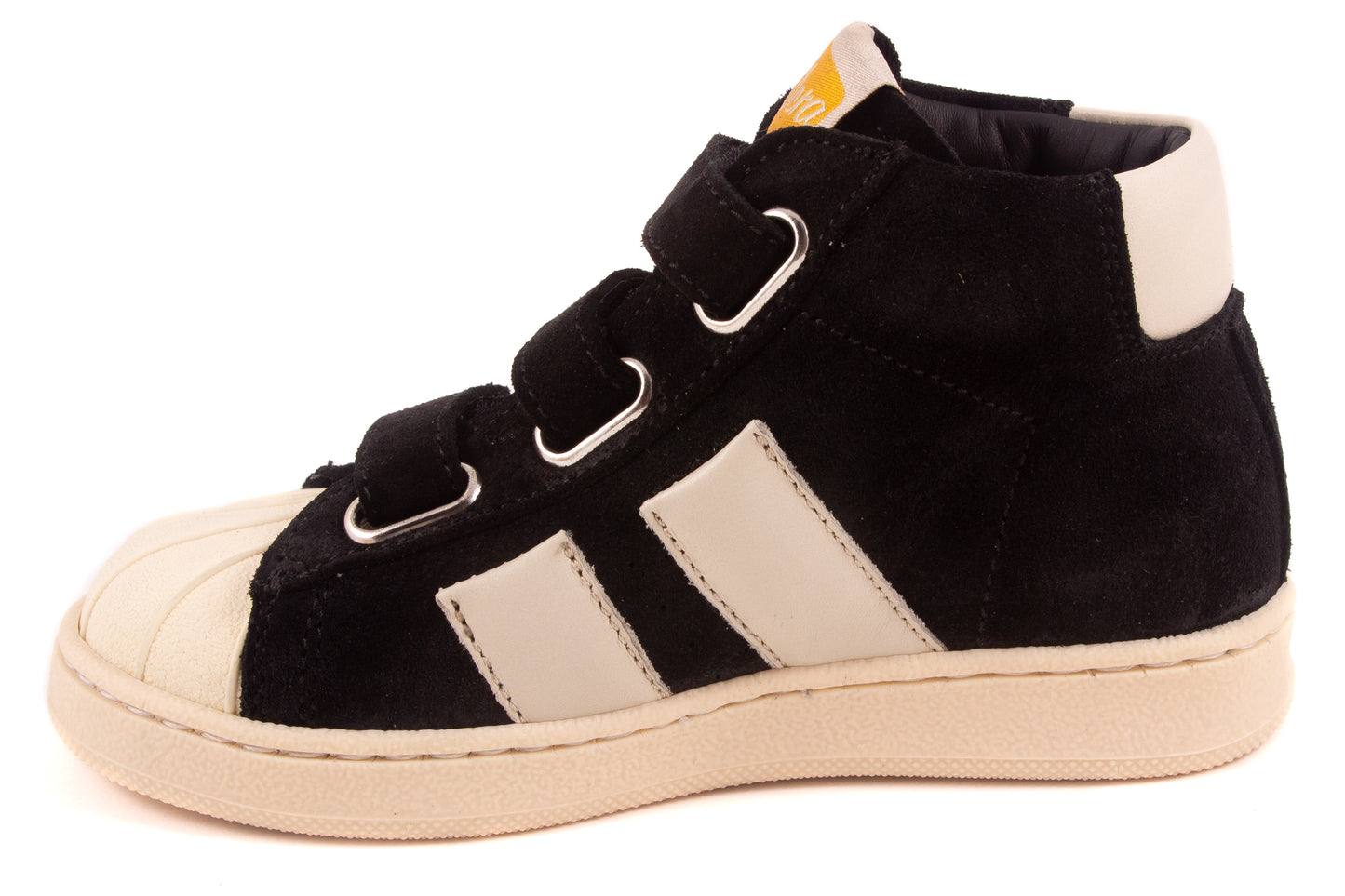 Sneaker Rubber Tip Velcro Zwart Nubuck 2 Streep Wit