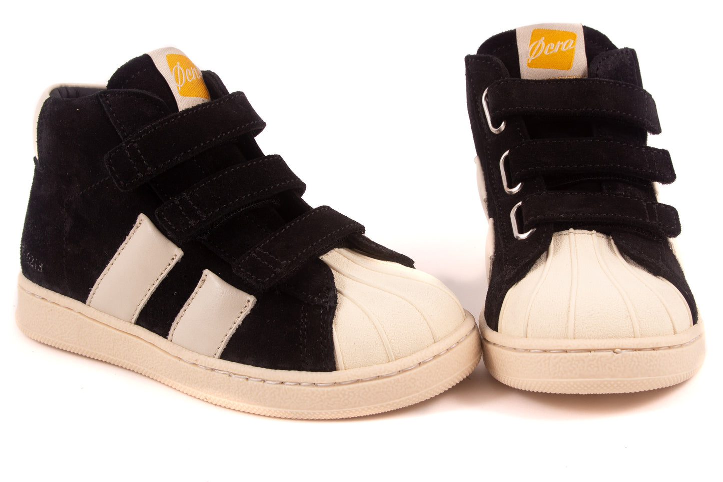 Sneaker Rubber Tip Velcro Zwart Nubuck 2 Streep Wit