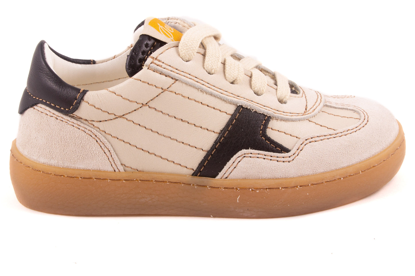 Sneaker Wit Leder Wit Nubuck Zwart Detail
