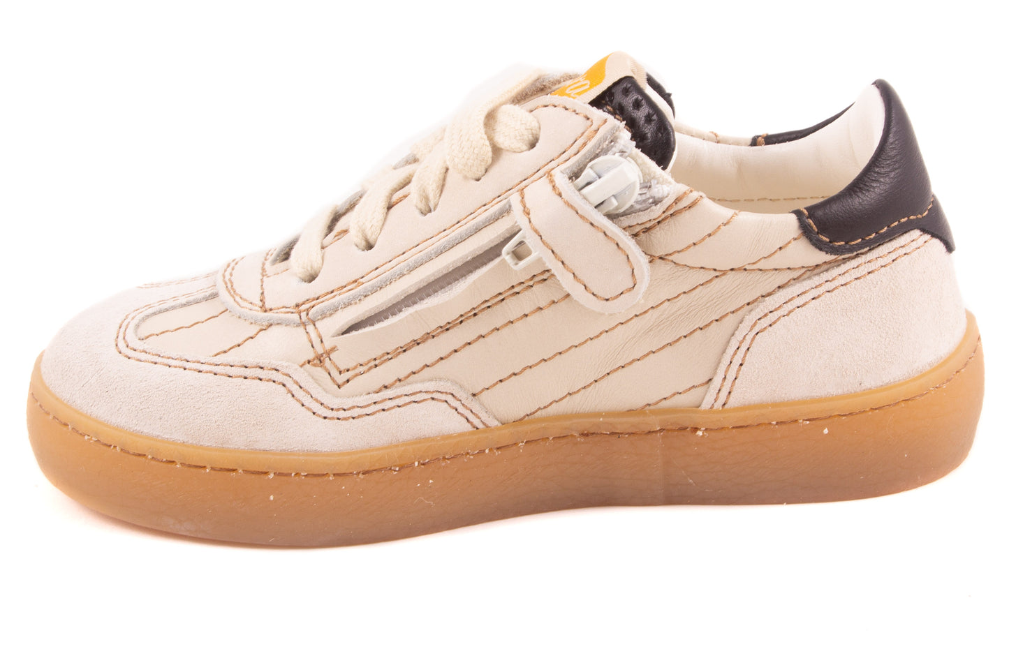 Sneaker Wit Leder Wit Nubuck Zwart Detail
