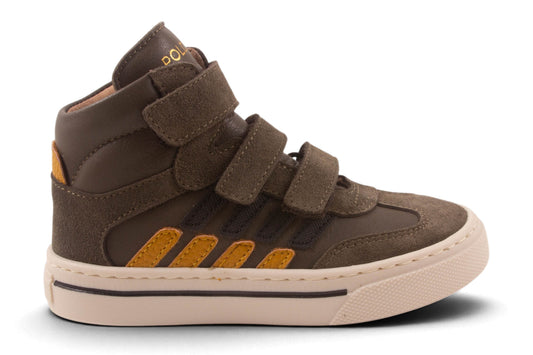 Velcro Kaki Leder Geel Strepen