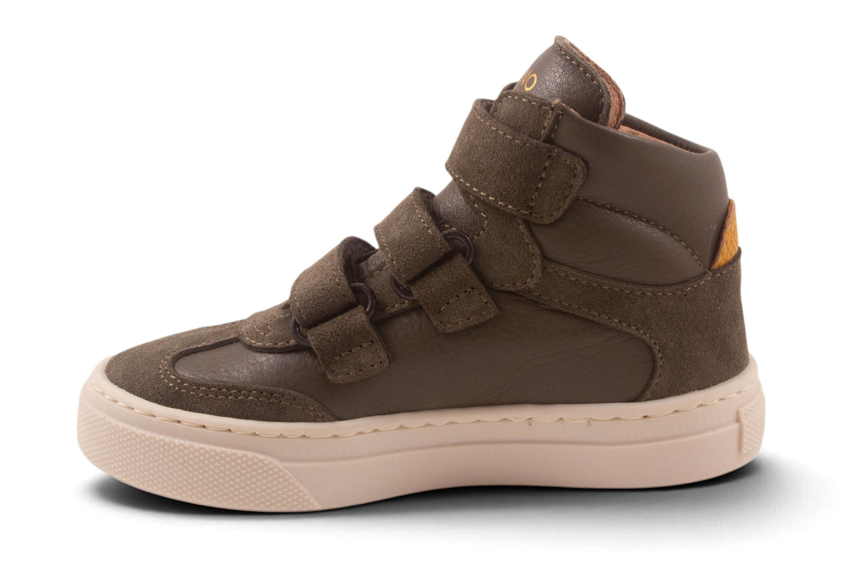 Velcro Kaki Leder Geel Strepen