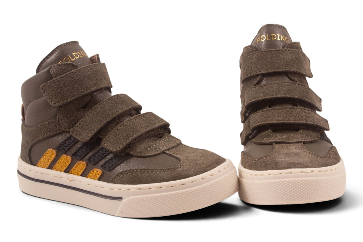 Velcro Kaki Leder Geel Strepen