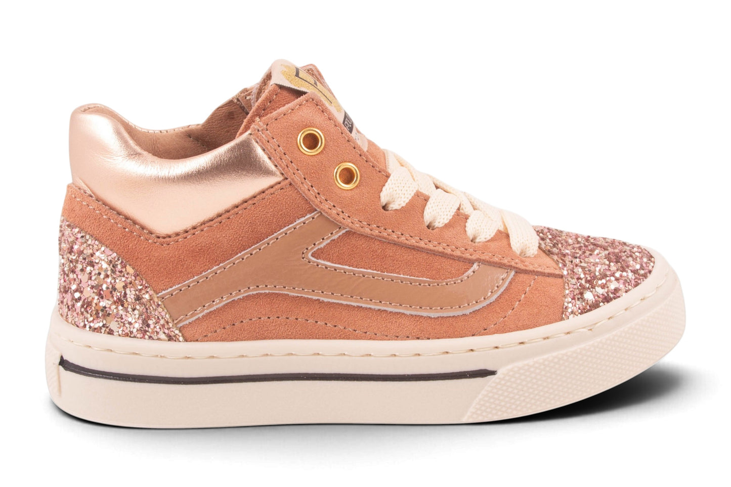 Roze Nubuck Roze Glitter Tip Lak Streep