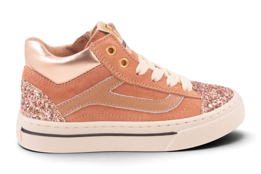 Roze Nubuck Roze Glitter Tip Lak Streep