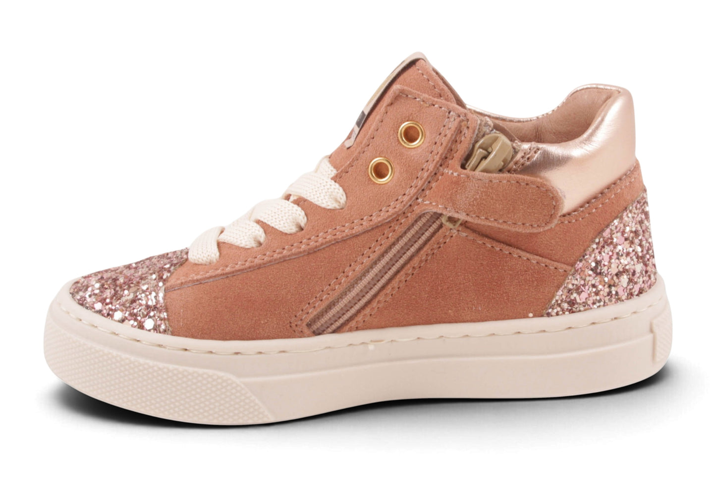 Roze Nubuck Roze Glitter Tip Lak Streep