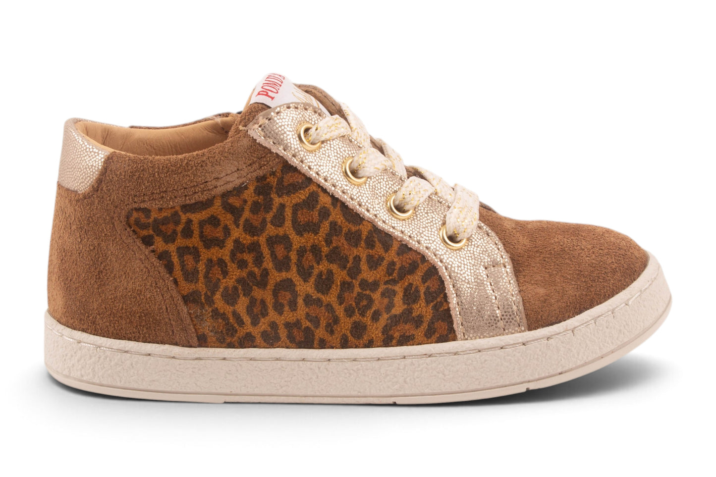 sneaker bruin nubuck leopard opzij