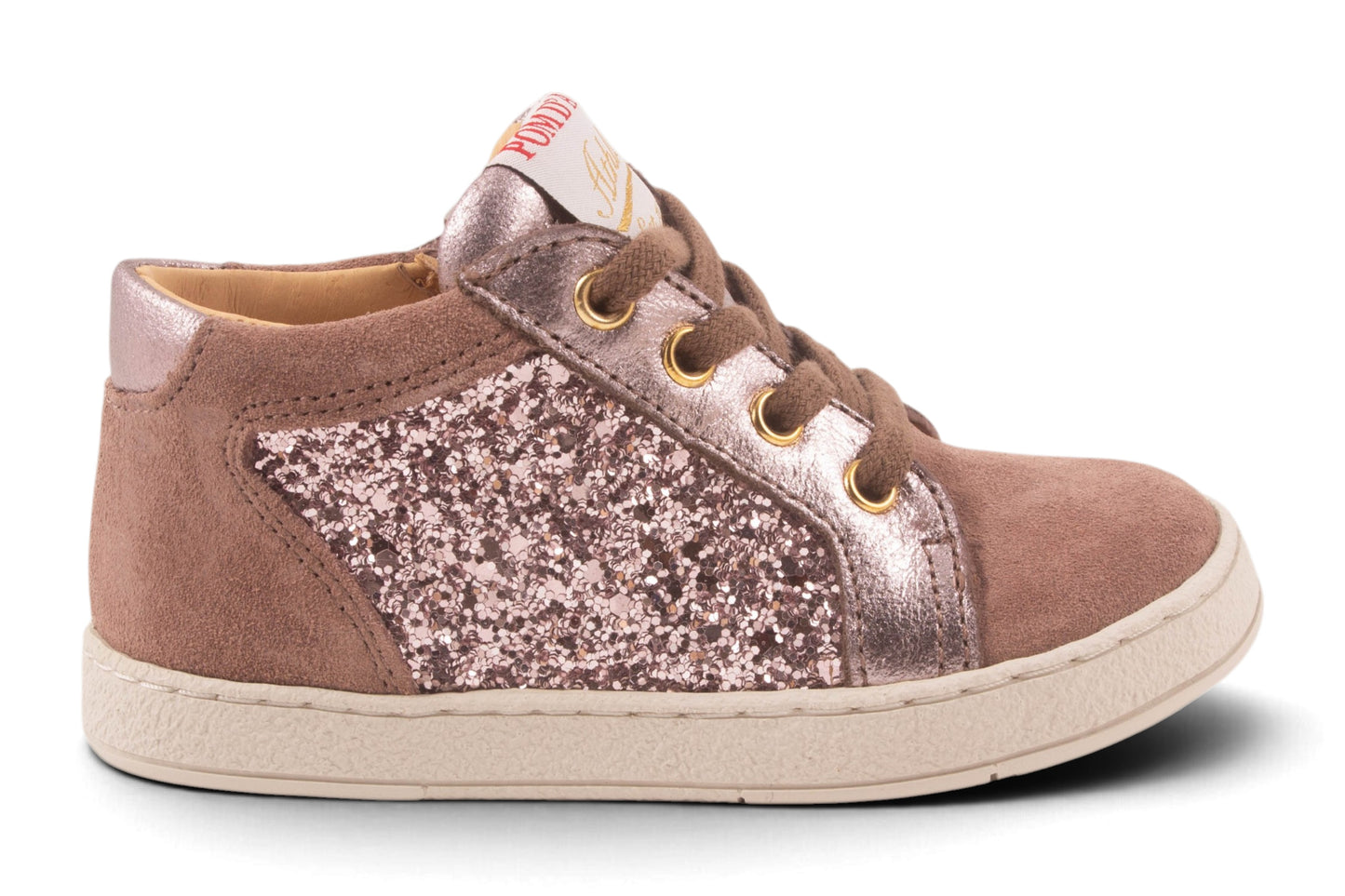 Roze Nubuck Glitter Opzij