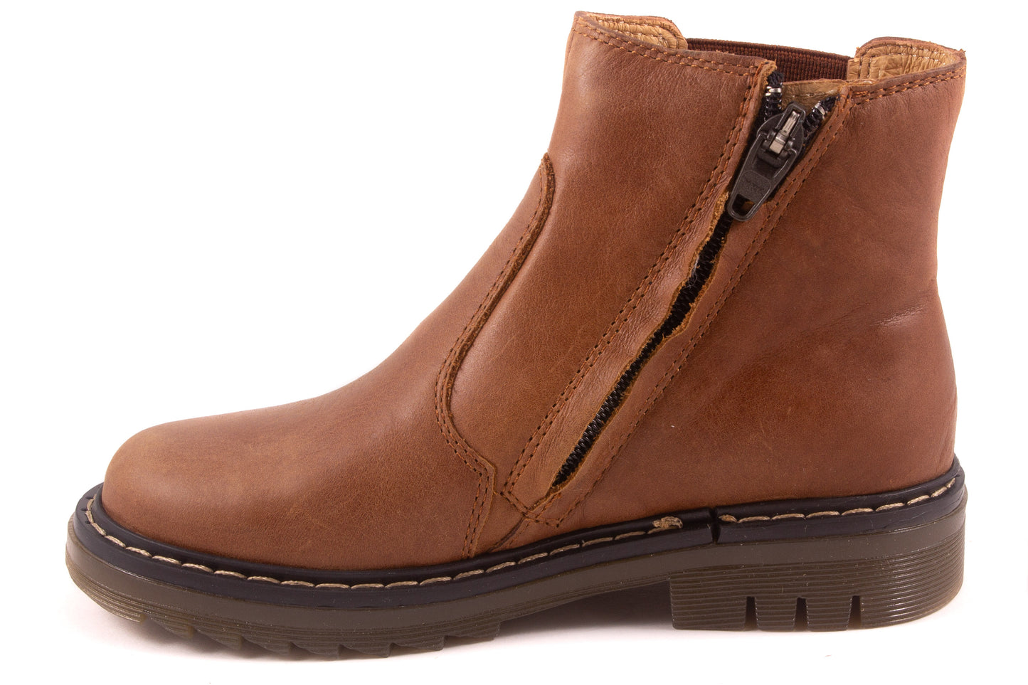 Laarsje Cognac Leder Stoere Zool