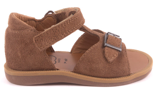 Sandaal Gespje Vooraan Cognac Nubuck