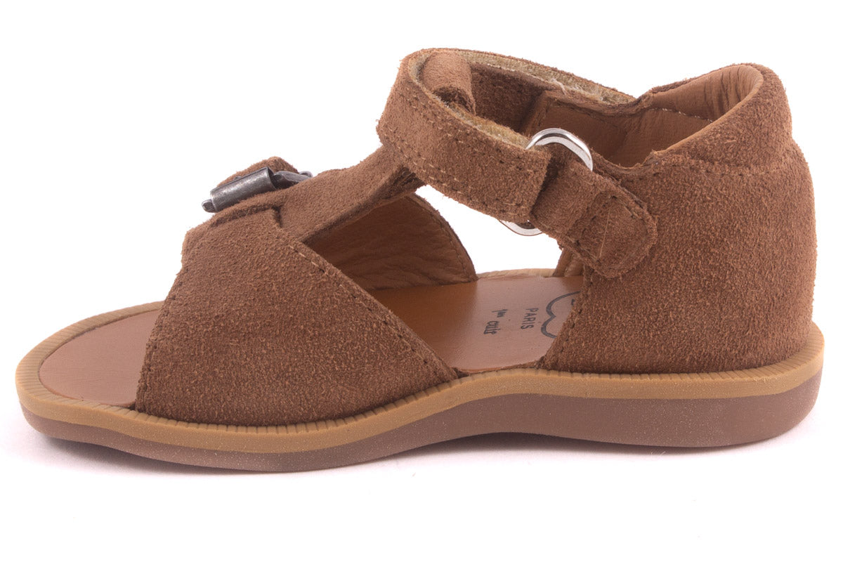 Sandaal Gespje Vooraan Cognac Nubuck