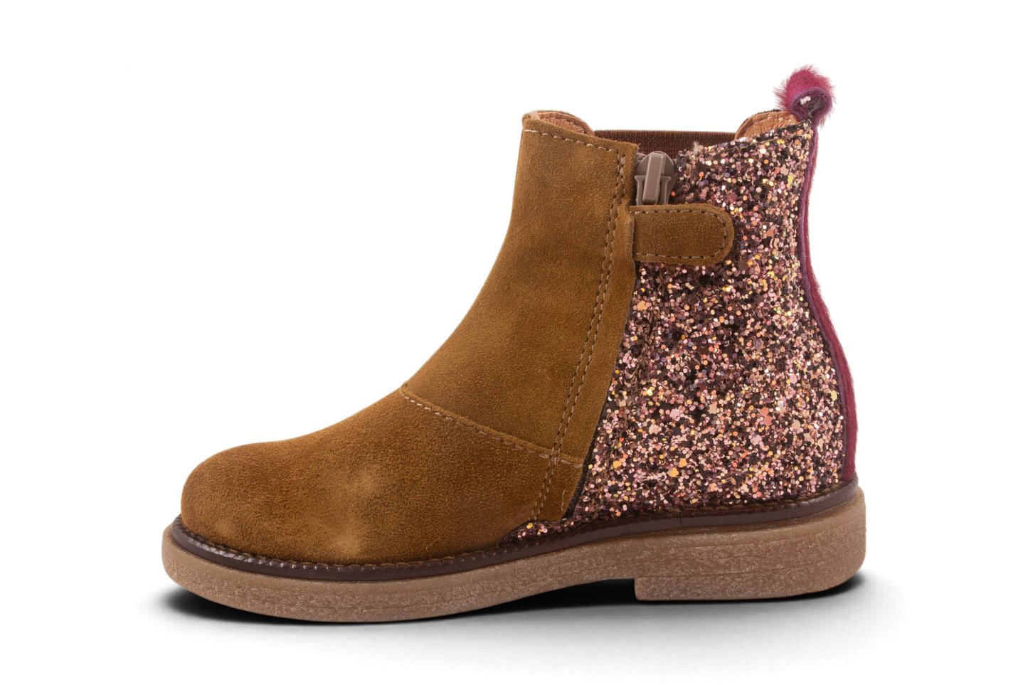 Kaki Nubuck Glitter Achter Bordeaux Pony Accent