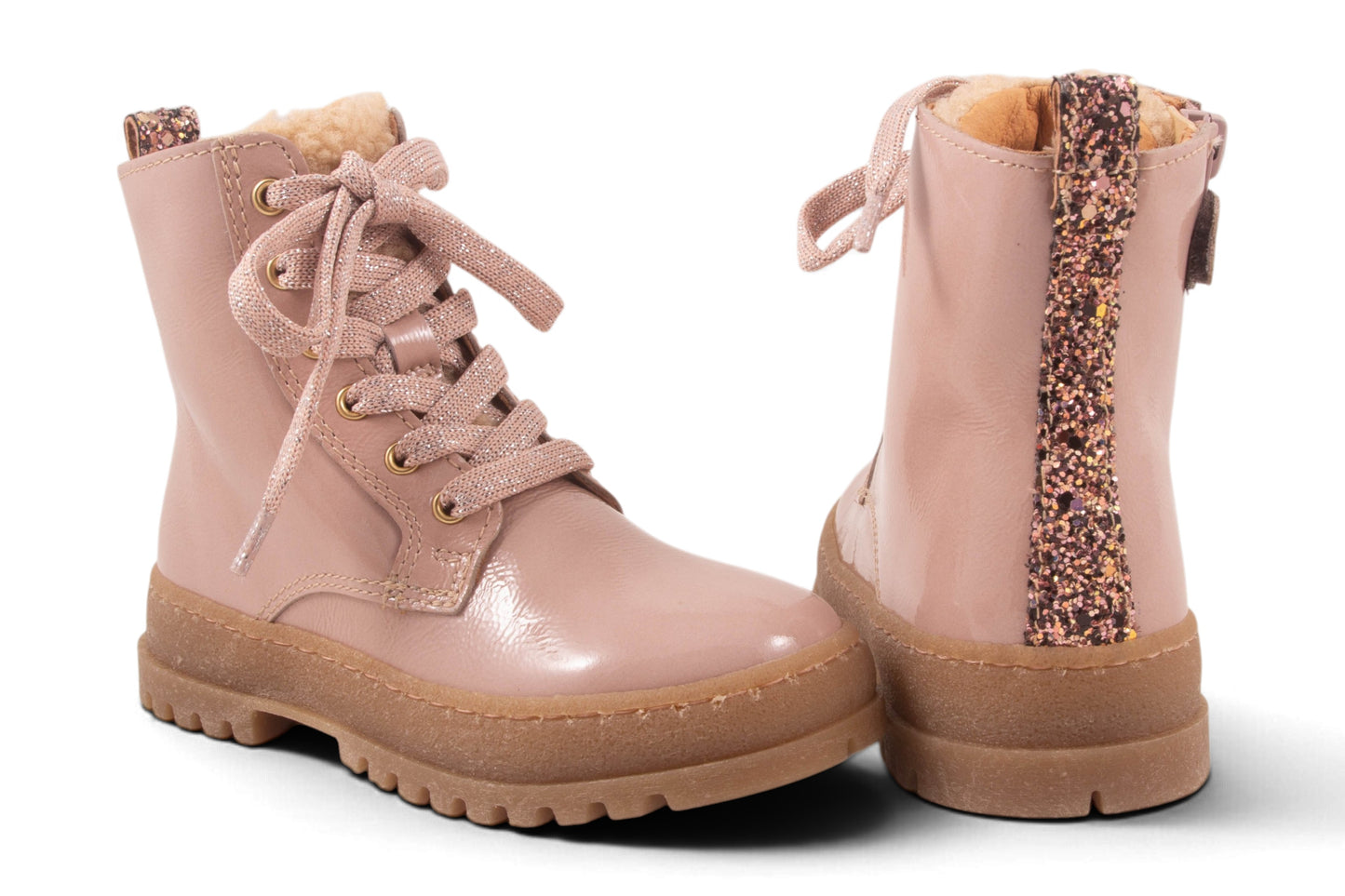 Veterlaars Roze Lak Glitter Accent Achter Teddy Accent