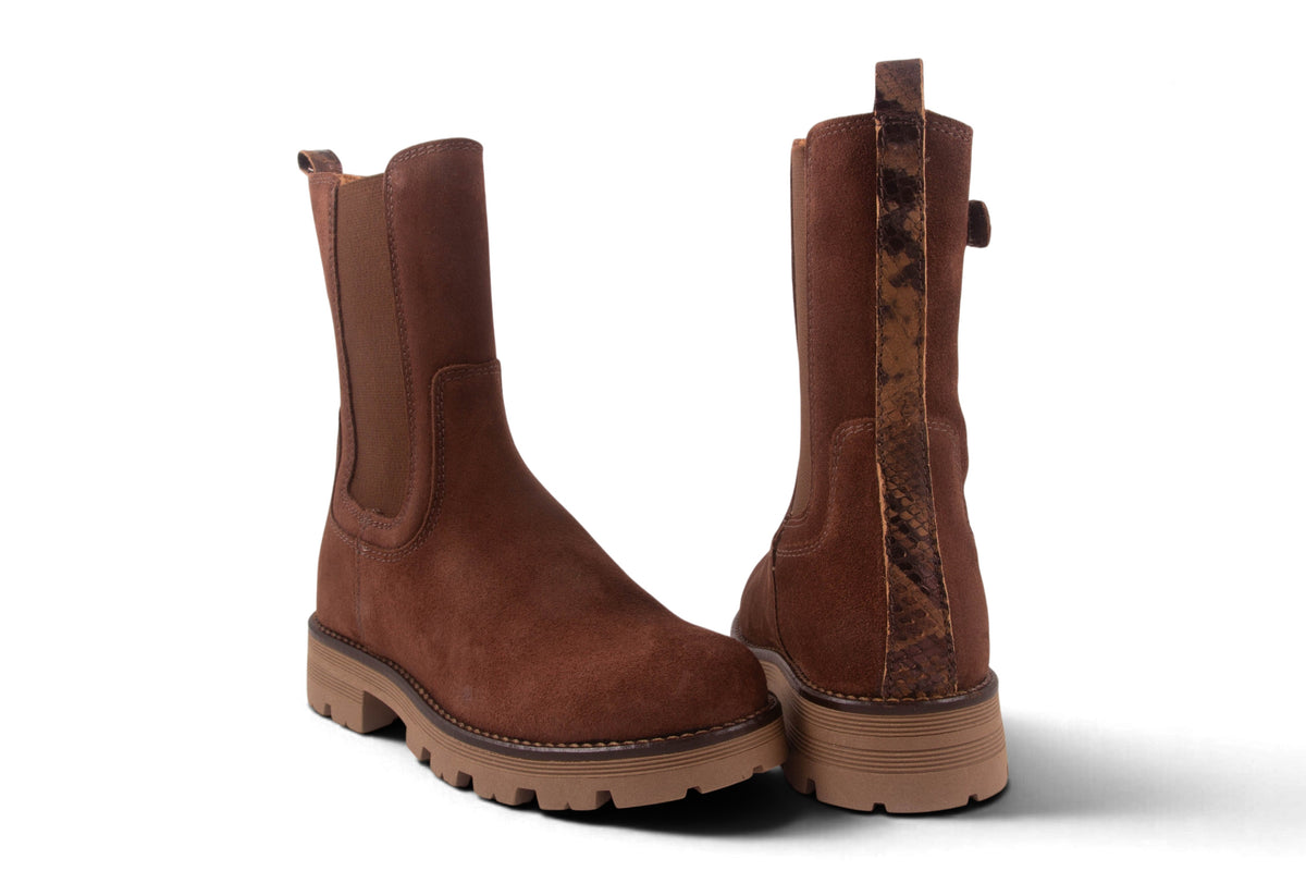 Hoge Laars Donkerbruin Nubuck Snake Achter