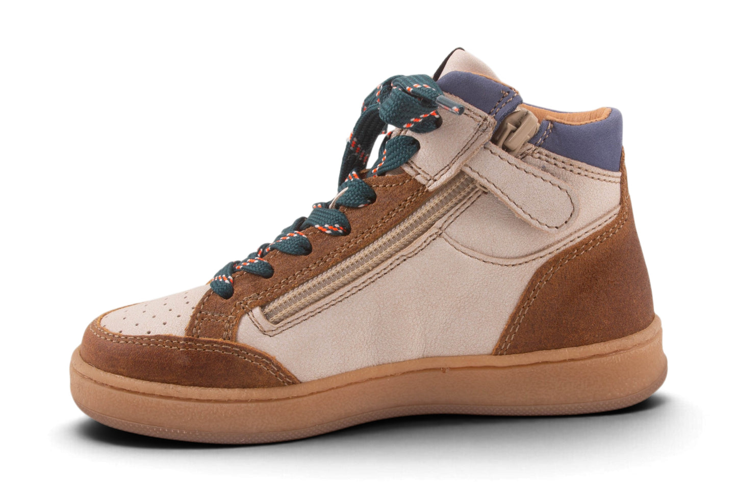 Hoge Sneaker Wit Bruin Nubuck Groen Ster