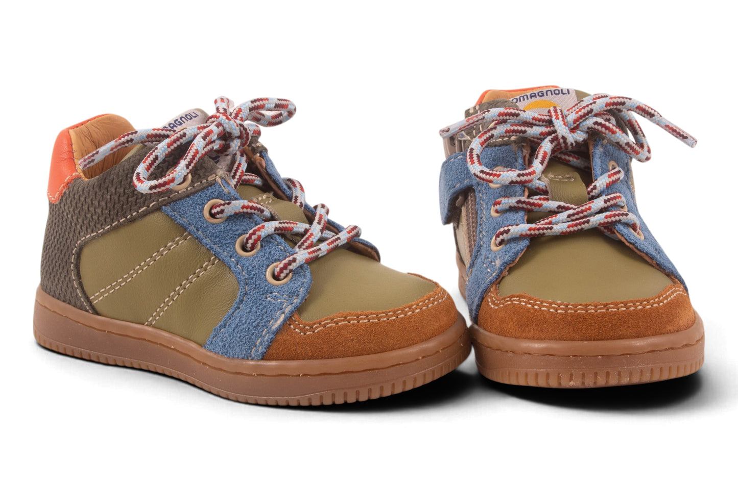 Groen Leder Oker Blauw Nubuck