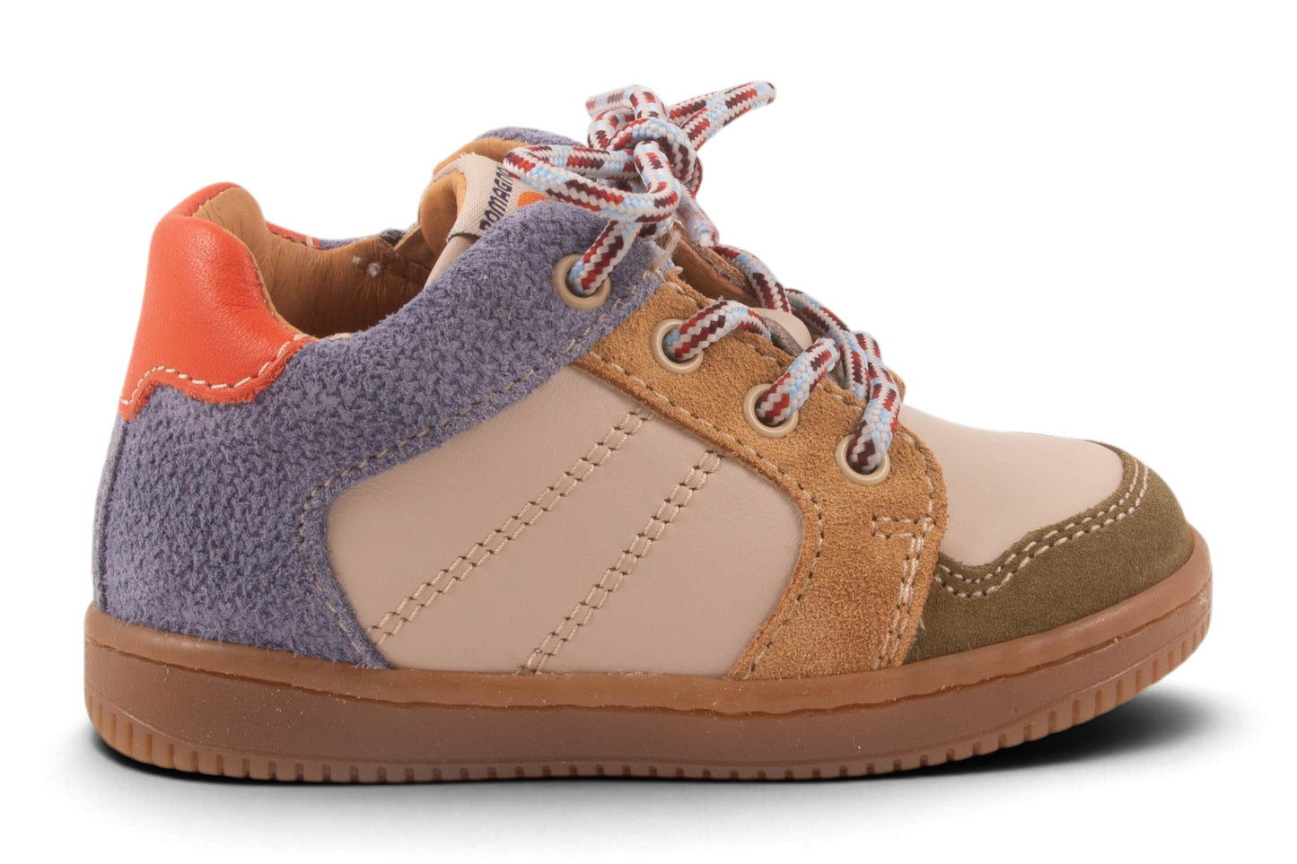 Wit Leder Kaki Blauw Nubuck