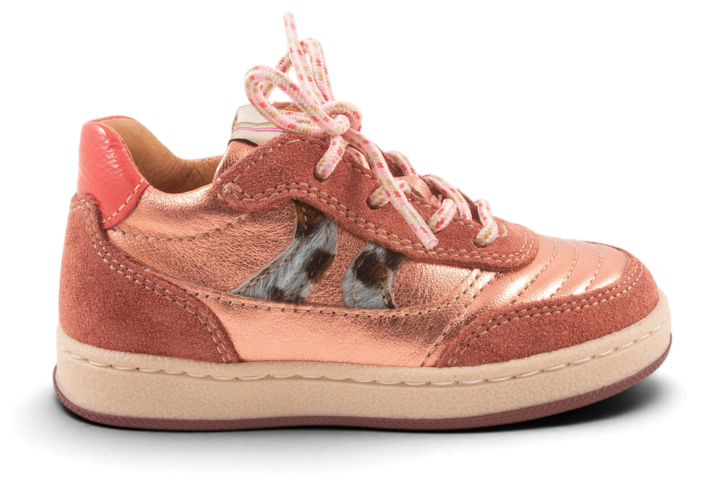 Roze Metalic Blauw Pony Streep