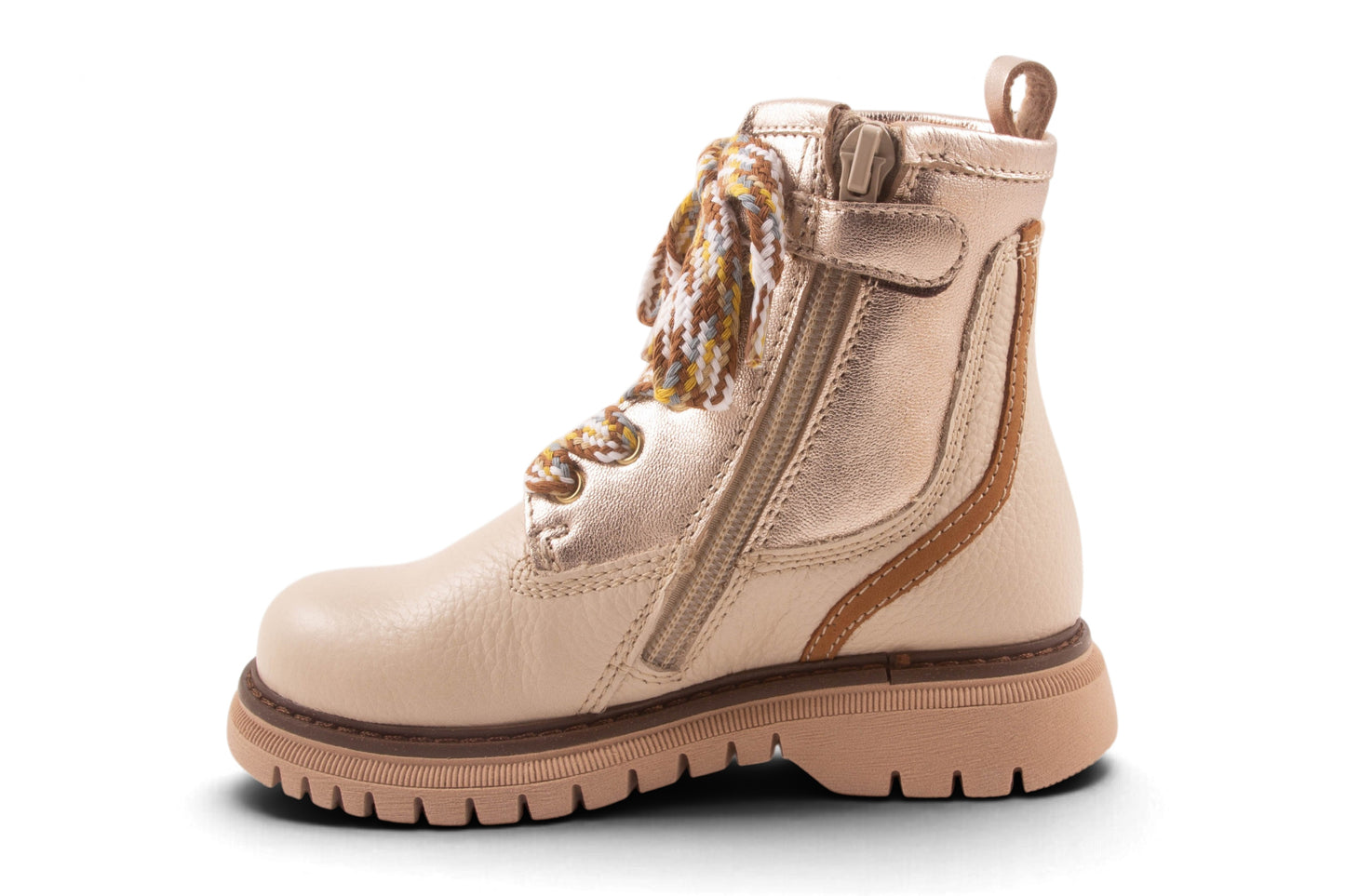 Veterlaars Wit Leder Goud Metalic Teddy Accent