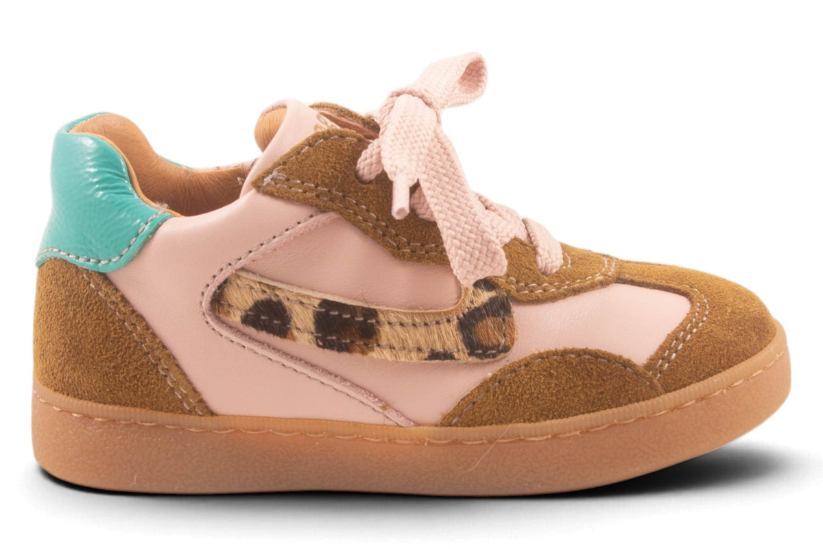 Roze Leder Bruin Nubuck Leopard Streep