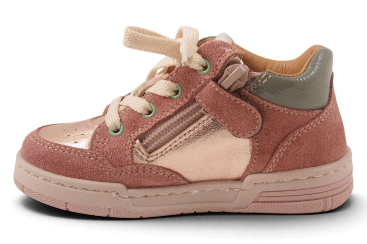 Goud Metalic Roze Nubuck Glitter Streep