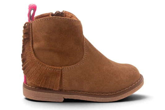 Klein Cowboy Franjes Cognac Nubuck Fuxia Pony Achter