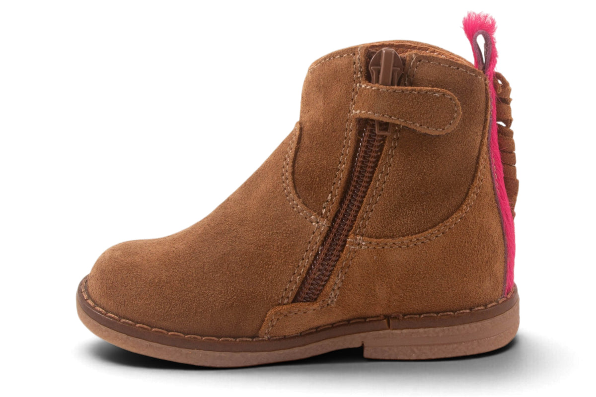 Klein Cowboy Franjes Cognac Nubuck Fuxia Pony Achter