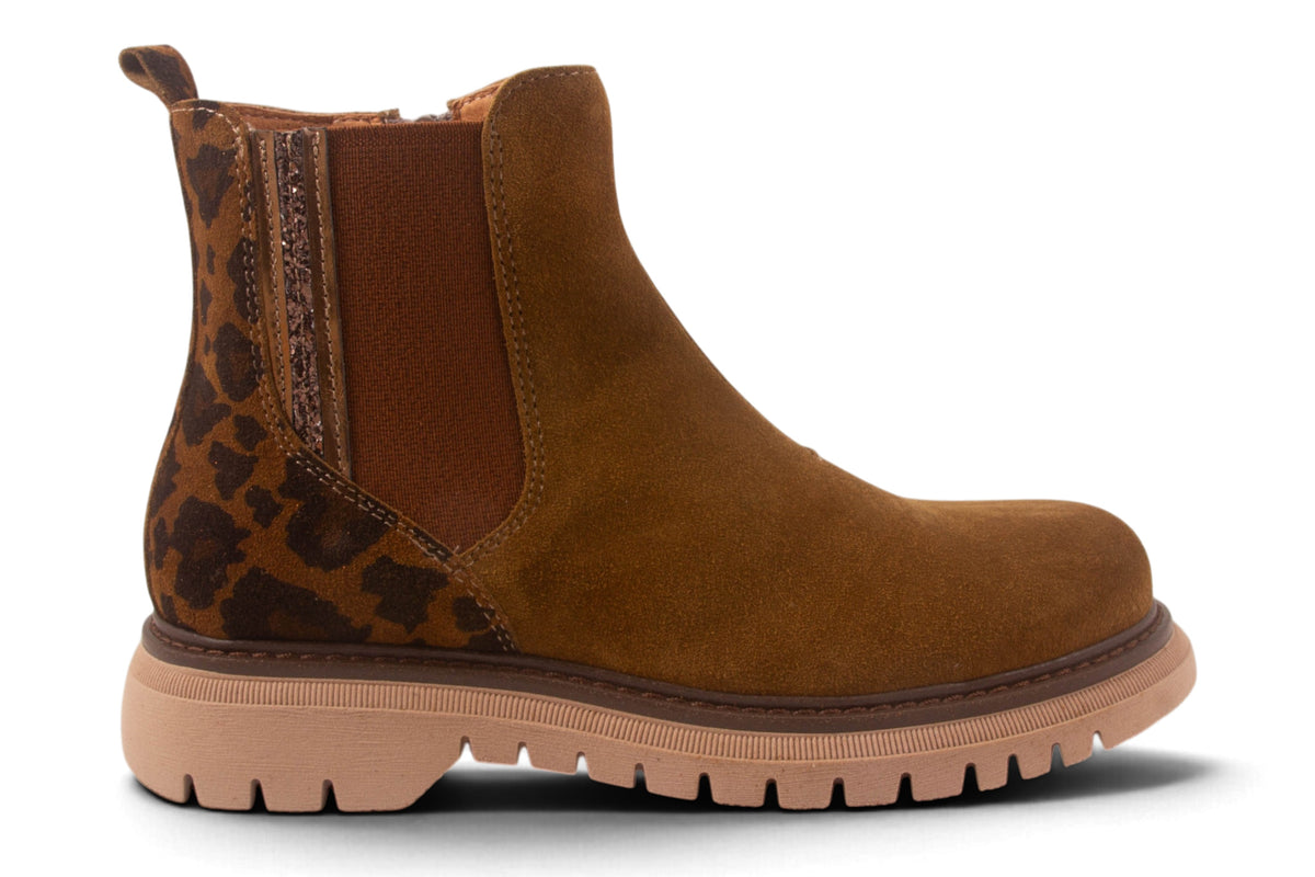 Stoere Zool Kaki Nubuck Leopard Achter