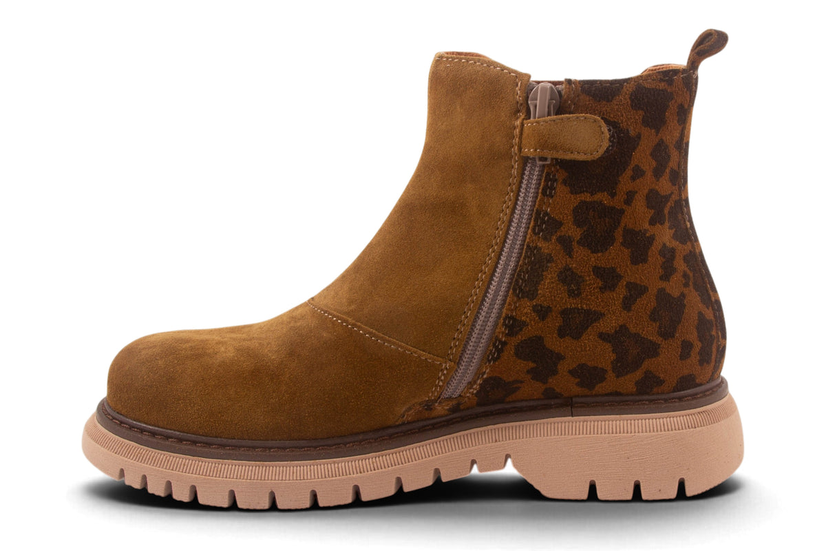 Stoere Zool Kaki Nubuck Leopard Achter