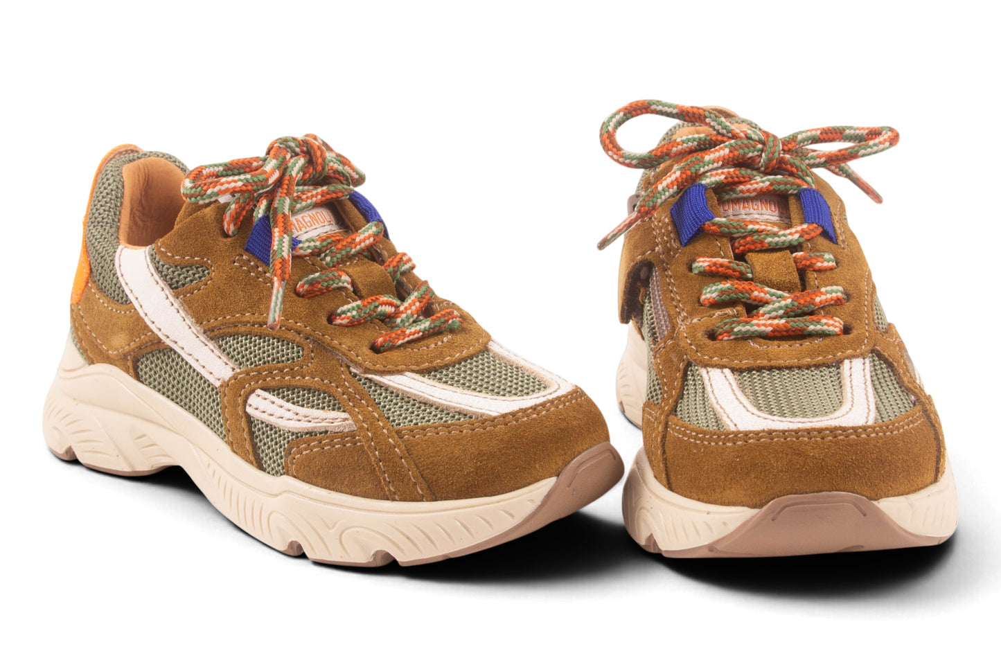 Runner Tela Kaki Nubuck Fluo Oranje Achter