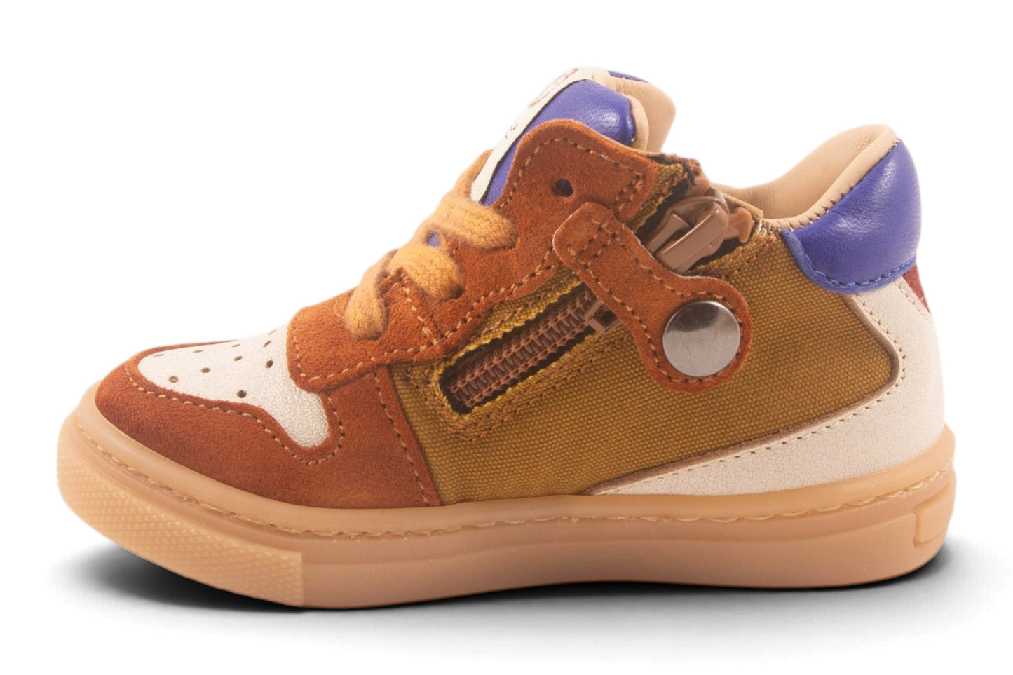Wit Leder Bruin Nubuck Tip Kaki Tela Rood Streep Opzij